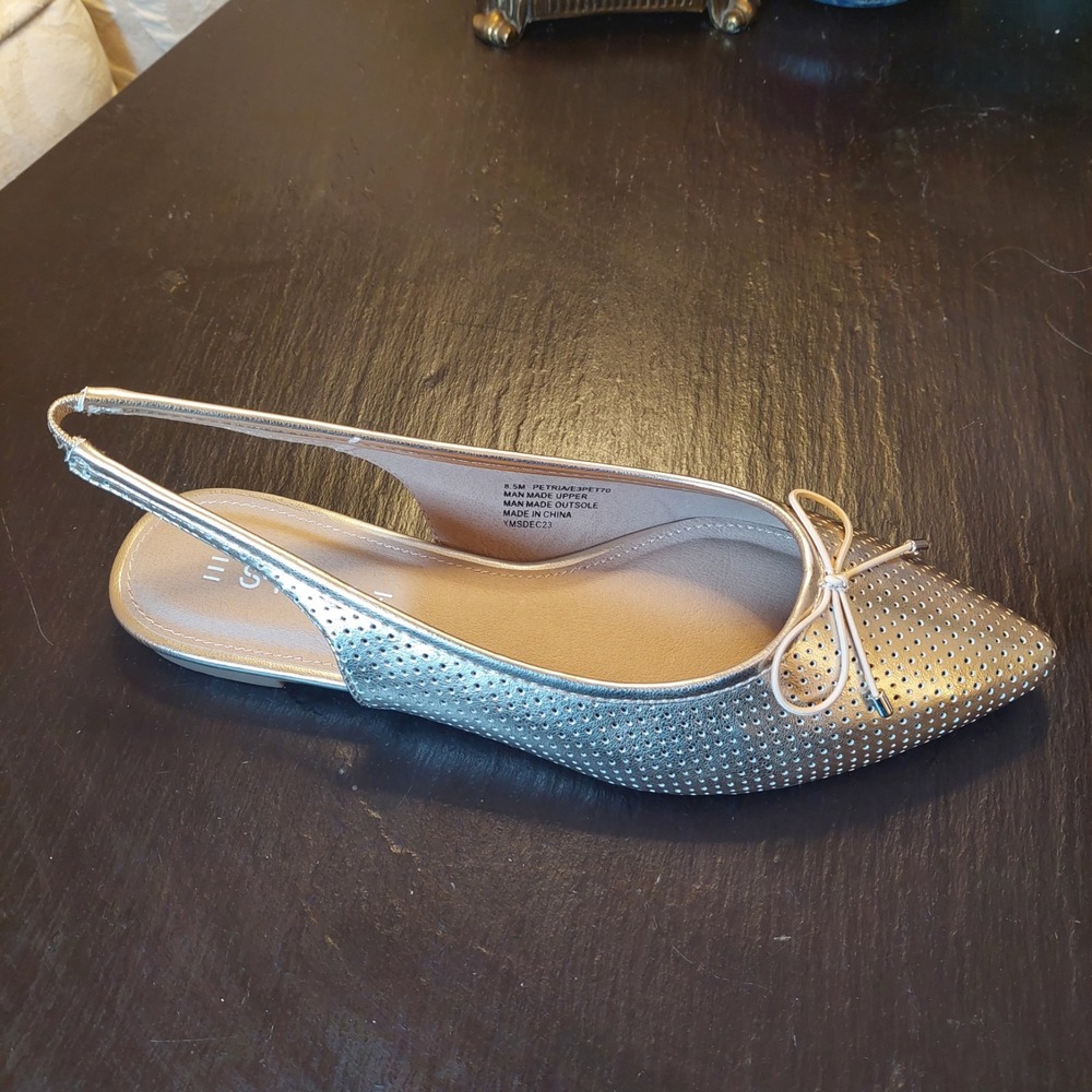 Esprit Gold Perforated Pointed Toe Slingback Flats - Picture 5 of 9